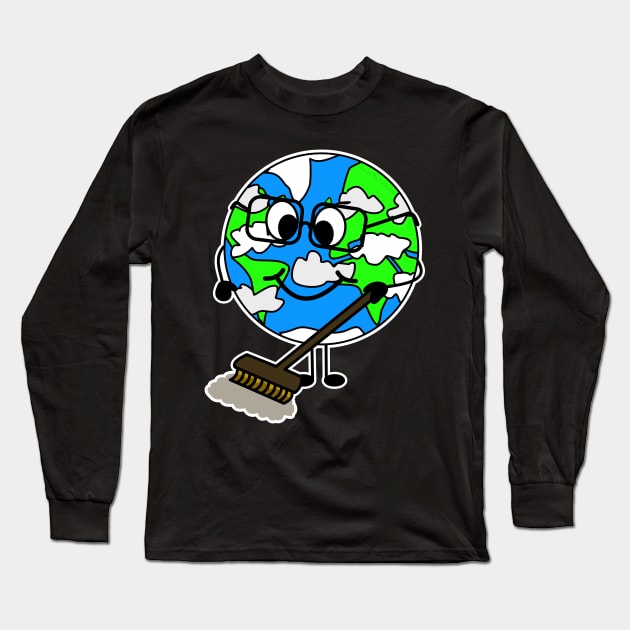 Earth Day Cleaning Sweeping Long Sleeve T-Shirt by doodlerob